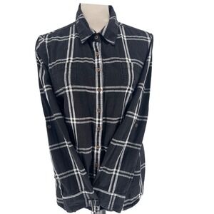 Aventura Organic Cotton Plaid Button Down Roll‎ Sleeve Shirt Size L Granola Girl